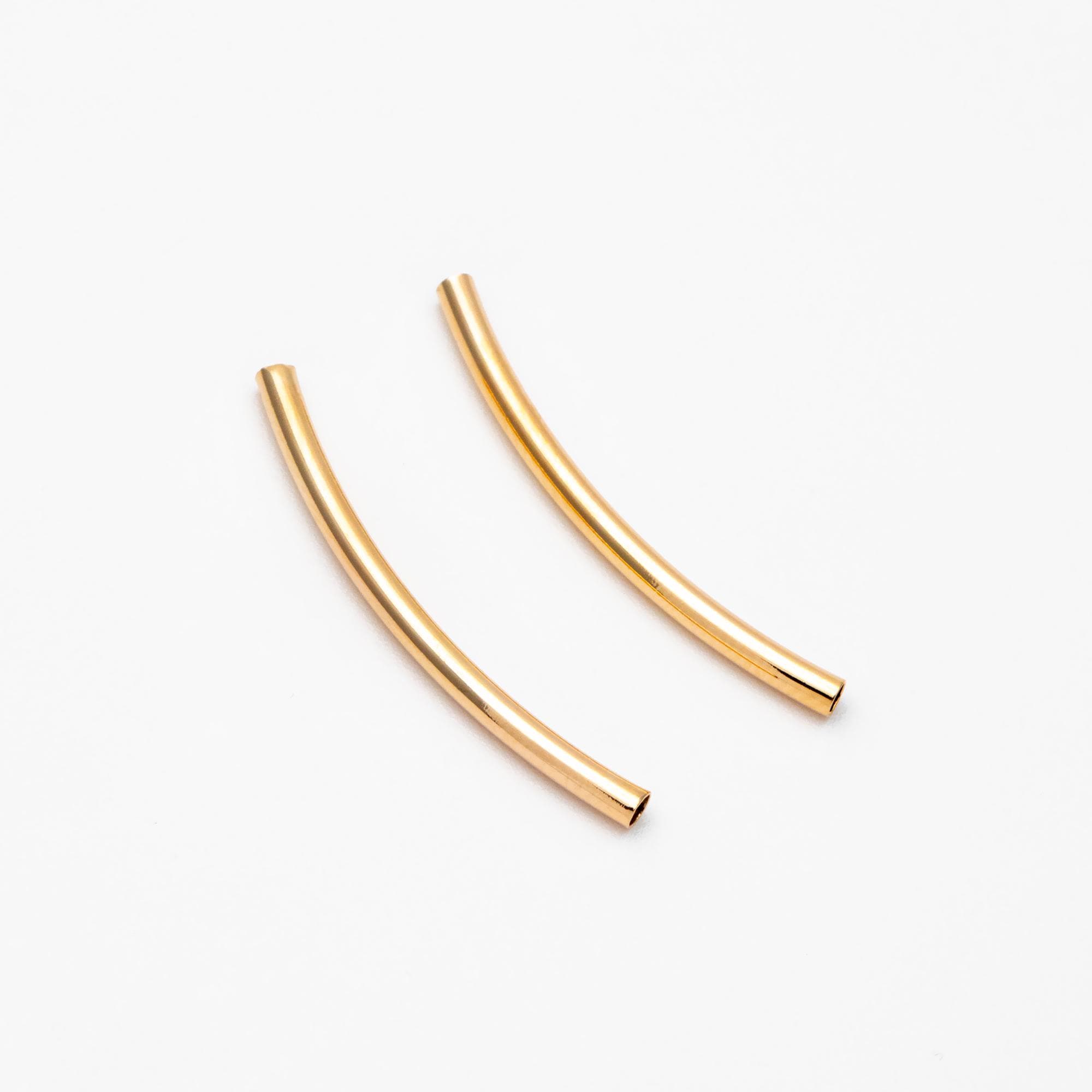 20pcs Gold/ Silver Curved Tube Beads 29x2mm , Real Gold/ Rhodium plated Brass Tube Spacers (GB-046-C)